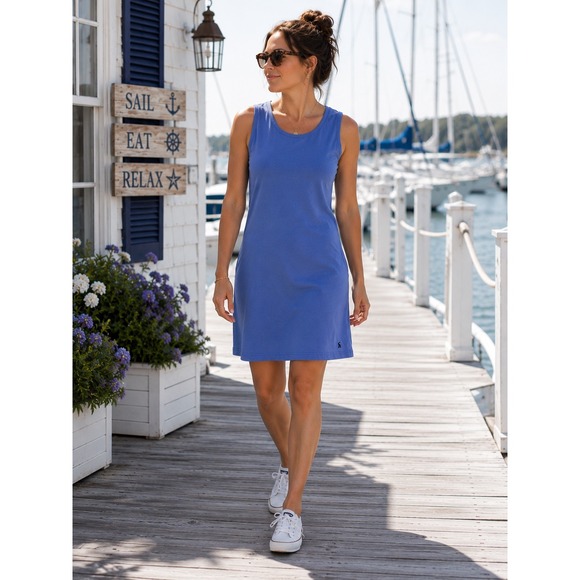 Joules Dresses & Skirts - Joules Riva Dress Womens 4 Blue Sleeveless Cotton Shift Mini